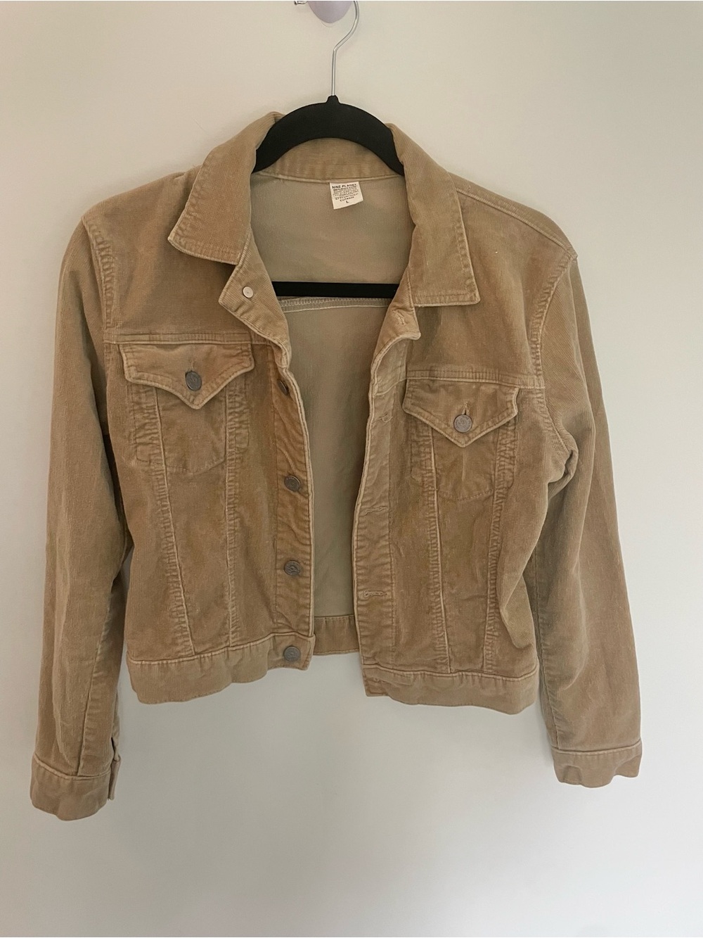 Cropped Corduroy Jacket in Tan - Classic Button-Front Style